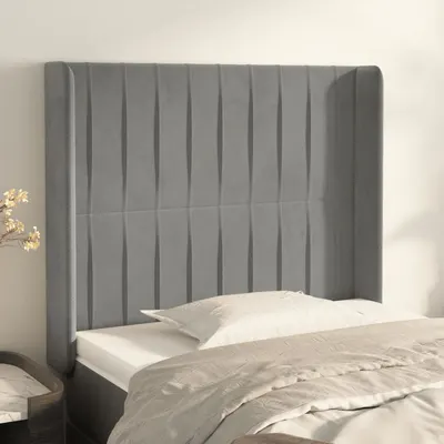 vidaXL Tăblie de pat cu aripioare gri deschis 83x16x118/128 cm catifea