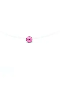 Colier fir transparent cu Cristal Swarovski in suport din Argint 925 - reglabil 38-41 cm - Roz