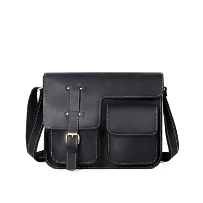 Servieta pentru barbati, Dastan GT3269, piele naturala, Neagra