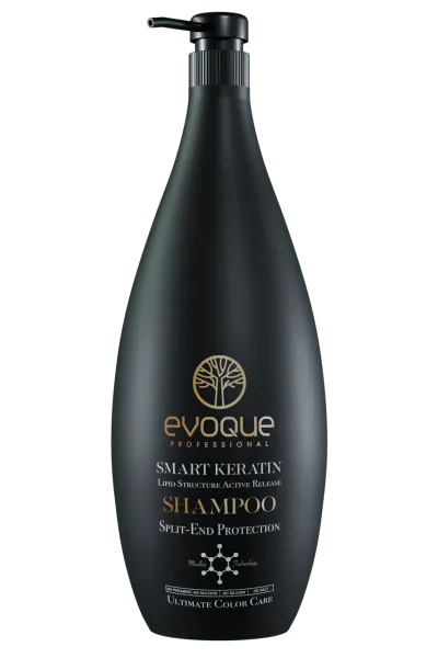 Sampon de Par cu Keratina, EVOQUE Smart Keratin, 1000 ml - Profesional, Anti-Frizz, Fara Sulfati, cu Ulei de Argan si Macadamia