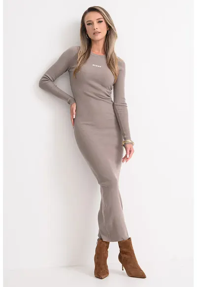 Rochie bodycon cu striatii - Maro taupe deschis