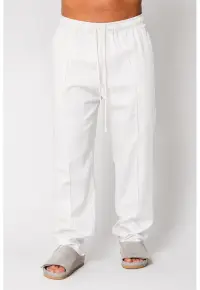Pantaloni lung din IN cu snur White 21089 - Alb optic