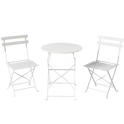 Outsunny Set Bistro Pliabil pentru Exterior cu Masă și 2 Scaune, Alb | Aosom Romania
