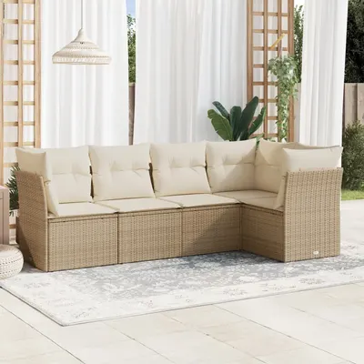 Gossi set canapele de gradina cu perne, 5 piese, bej, poliratan