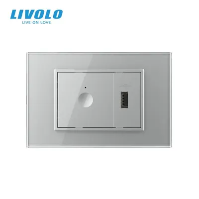 Intrerupator tactil simplu cap scara / cruce Zigbee + priza USB, 3M, rama sticla Gri
