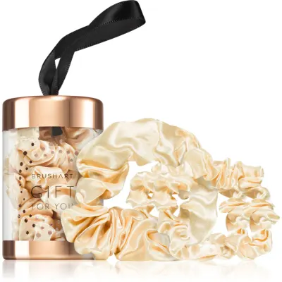 BrushArt Gift for You Slim & Midi satin scrunchie set Elastice pentru par Blonde latte 3 buc