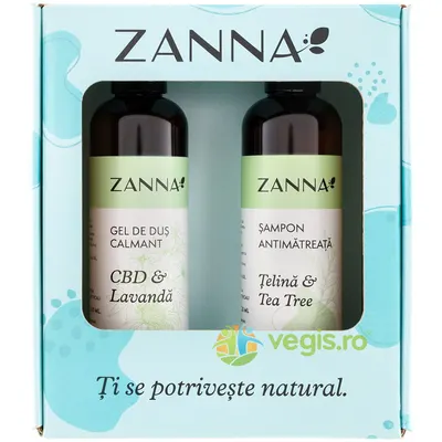 Pachet Cadou Sampon Antimatreata cu Extract Telina si Tea Tree 250ml + Gel de Dus Calmant cu CBD si Lavanda 250ml