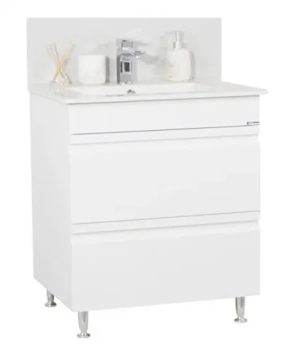 Set Baza front MDF si Lavoar seria 086, cu sertare, 70 cm, alb