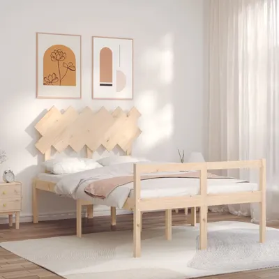vidaXL Cadru de pat senior cu tăblie dublu, lemn masiv