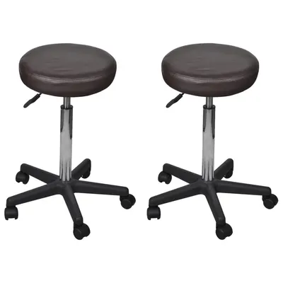 vidaXL Taburete de birou, 2 buc., maro, 35,5x84 cm, piele ecologică