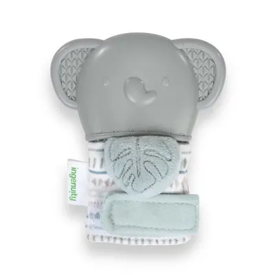 Manusa pentru dentitie, Ingenuiy, Elefant, Cu zornaitoare, Silicon, Fara BPA, 3 luni+, Gri