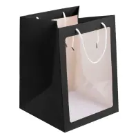 Pungi hârtie cu fereastră - negru (set 10 buc) - 40x29x29cm