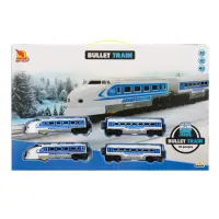 Set trenulet cu vagoane si sina, Suncon, 33 piese, Albastru