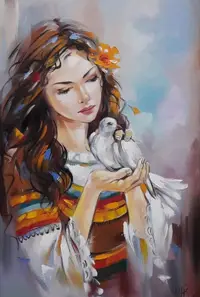 Set pictură după numere MagicArt - Rândunică albă (original de Miglena Kirilova)