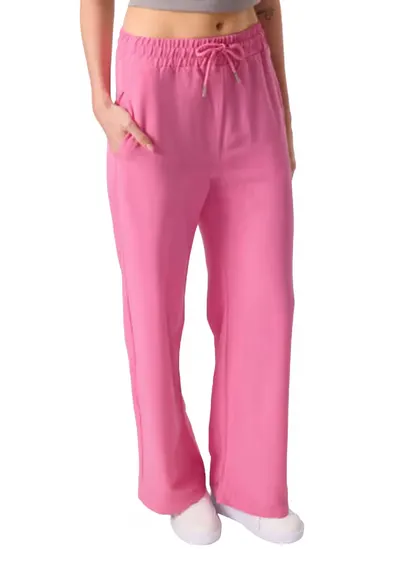 Pantaloni dama - Palazzo - talie medie - roz magenta - 100% bumbac