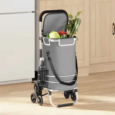 vidaXL Carucior de cumpărături 1 Gri 47 x 39 x 100,5 cm Tafeta Oxford