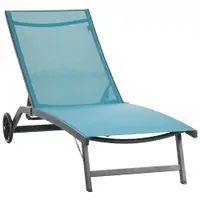 Outsunny Șezlong cu Spătar Rabatabil pe 5 Niveluri, Șezlong de Grădină din Aluminiu și Țesătură Respirabilă, 66x165x102 cm, Albastru | Aosom Romania