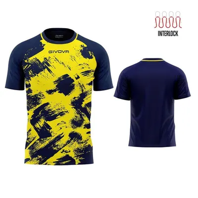 Tricou Givova Sport Interblock Fluo Yellow-Blauw M