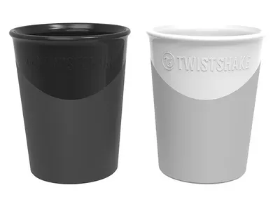 Set 2 pahare Twistshake - Alb si negru, 170 ml