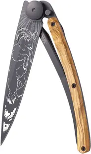 Cuțit de buzunar Deejo Olive Wood - Aries, 37 g