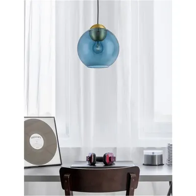 Lampa suspendata MIDORI Alama aurie Metal & Inchis Albastru Sticla LED E27 1x12 Wat 230 Volt IP20 Fara bec