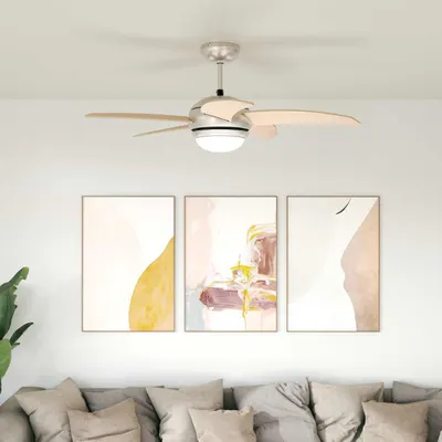 vidaXL Ventilator de tavan cu lumina și telecomandă Ø 110 cm Sonoma