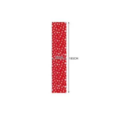 Napron decorativ pentru sarbatori, imprimeu fulgi de nea, lungime 185 cm, latime 35 cm, rosu-alb