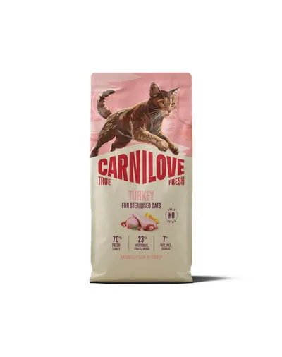 Hrană pisici sterilizate 6 kg CARNILOVE True Fresh Cat Turkey Sterilised, curcan
