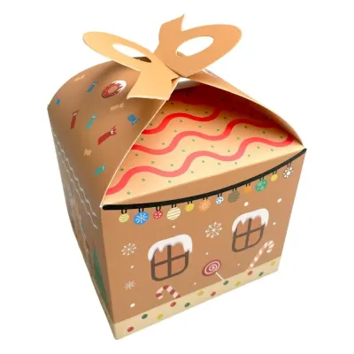Cutie Crăciun cu mâner dublu - kraft (set 12 buc) 12x12x10cm - Default Title