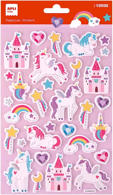 Autocolante holografice autoadezive Apli - Unicorni