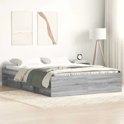 vidaXL Cadru de pat, sonoma gri, 120 x 200 cm