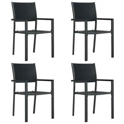 vidaXL Scaune de grădină, 4 buc., negru, plastic, aspect ratan