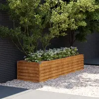 vidaXL Pat de grădină înălțat 194x50x36 cm, oțel corten