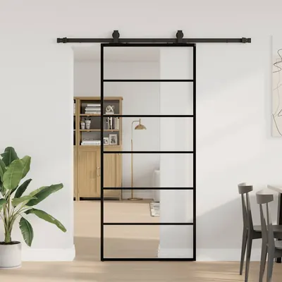 Gossi usa glisanta cu set de feronerie neagra 90x205 cm sticla esg