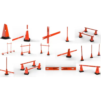 Set 4 Conuri Modulabile Lestate Antrenament 30 cm Portocaliu