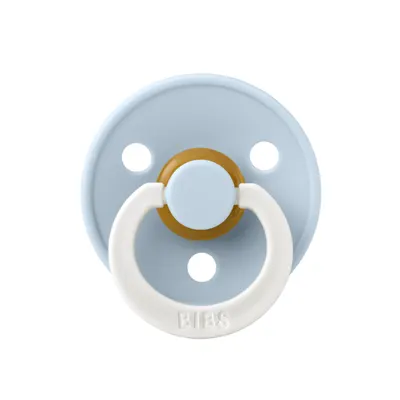 Suzeta fosforescenta din latex cu tetina rotunda pentru +0 luni Colour Glow Baby Blue, 1 bucata, Bibs