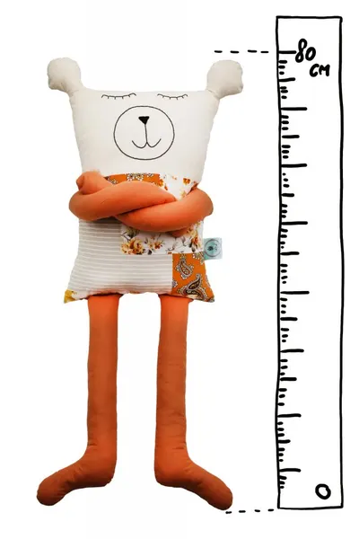 Papusa perna hand made pentru copii Ursuletul Nora 80 cm