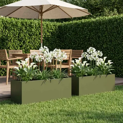 vidaXL Vază pentru Grădină 2 buc. Verde măsliniu 80 x 30 x 30 cm
