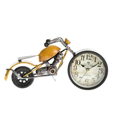 Ceas decorativ de masa motocicleta vintage galbena