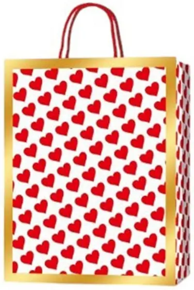 Pungă cadou Love - 18 х 23 х 8 cm, inimi roșii