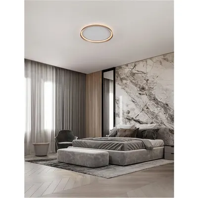 Plafoniera ORMI Triac Dimabil Champaign Brown Aluminiu & Acrylic LED 48 Wat 220-240Volt 3361Lm IP20 2700-4000K CCT Dip Intrerupator Deschis sus & jos
