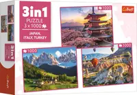 Puzzle Trefl din 3 х 1000 piese - Japonia, Italia, Turcia