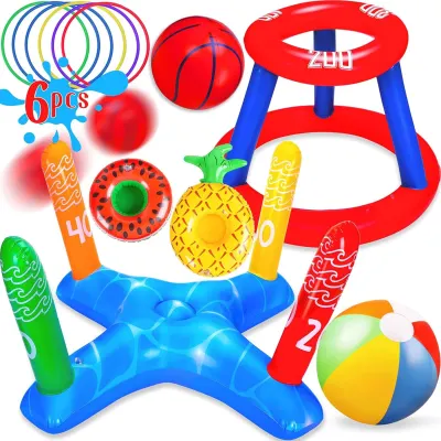Set 3 in 1 Jocuri Gonflabile pentru Piscina, Cos Baschet Plutitor - Default Title