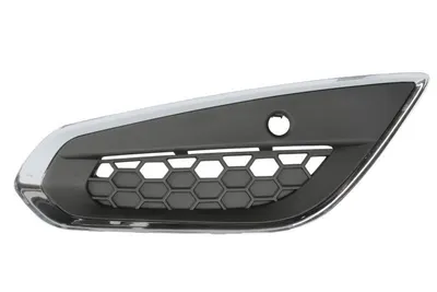 Grila bara fata stanga cu dungă acoperită cu crom, cu locas senzor parcare, plastic, negru/crom potrivit VOLVO S60 II 2010-2013