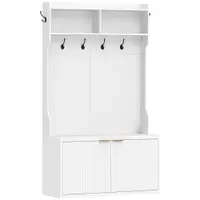 HOMCOM Cuier pantofar 4 în 1 cuier modern cu raft deschis pentru hol intrare dormitor 100x38x172 cm Alb | Aosom Romania