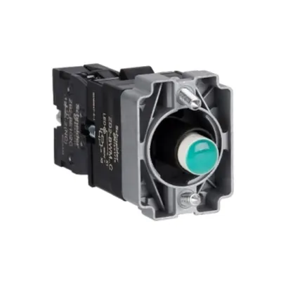 Bloc luminos cu corp si element de fixare, Easy Harmony XB2, metal, verde, bulb 24V DC LED, 220V AC, 1NC