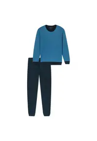 Pijama cu pantaloni lungi si imprimeu - Albastru
