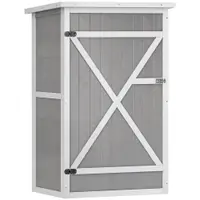 Outsunny Casuta de Gradina din Lemn, sopron cu Acoperis Impermeabil, magazie pentru Unelte de Exterior cu 2 Etajere | Aosom Romania