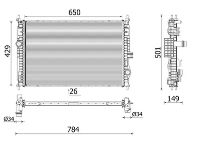 Radiator racire motor potrivit DS DS 4 II; CITROEN BERLINGO, BERLINGO MINIVAN, C5 AIRCROSS; PEUGEOT 3008, 3008 II, 308 III, 5008 II, 508 II 1.2-Electric 05.16