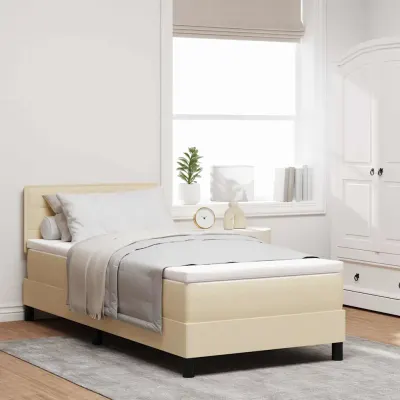 vidaXL Pat cu arcuri cu headboard Manual Crem 80 x 200 cm țesătură